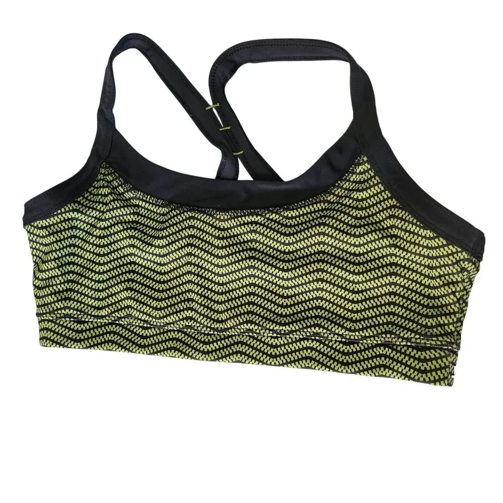 Avia Women's Sports Bra Yellow‎ & Black Zigzag Design Size M